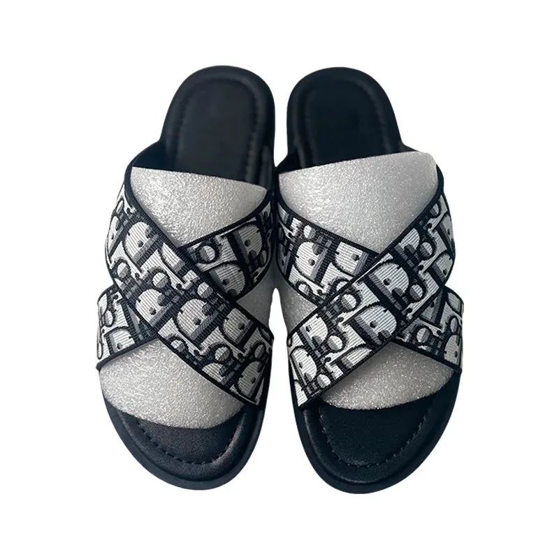 Dior Embroidered Cross-Strap Slides — photo 5