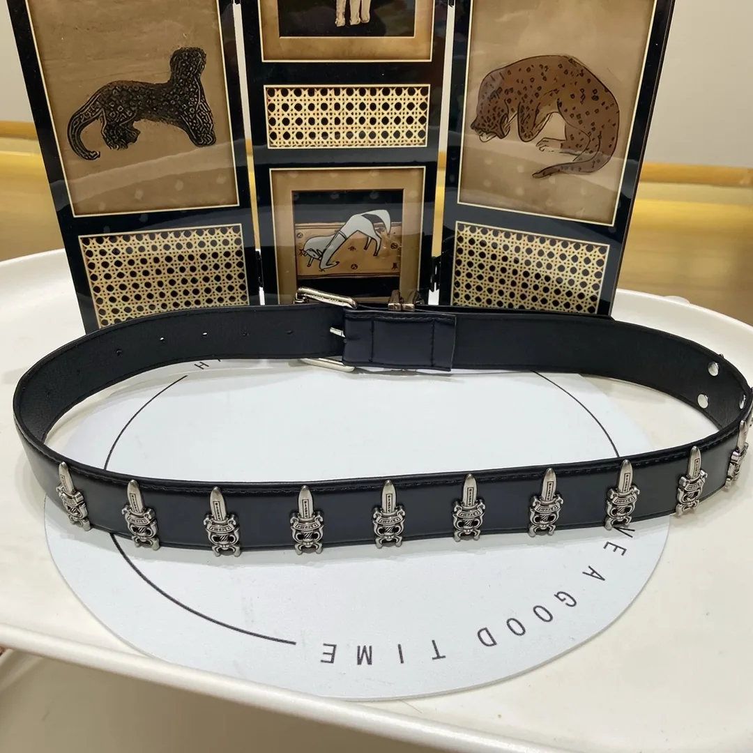 Chrome Hearts Black Leather Belt — Photo 13