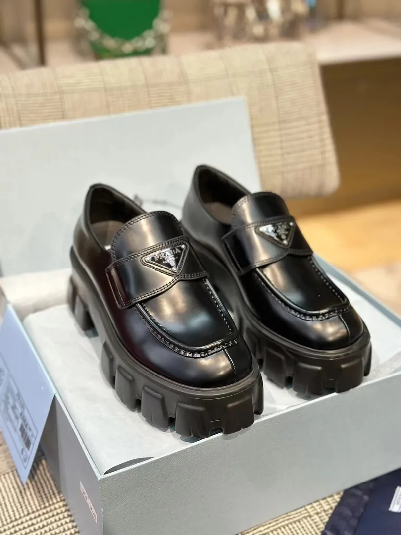 Prada Monolith Brushed Leather Loafers — QC