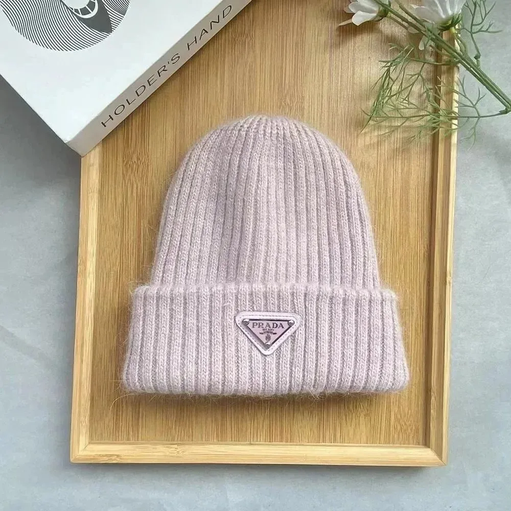 Prada Triangle Logo Knit Beanie — QC