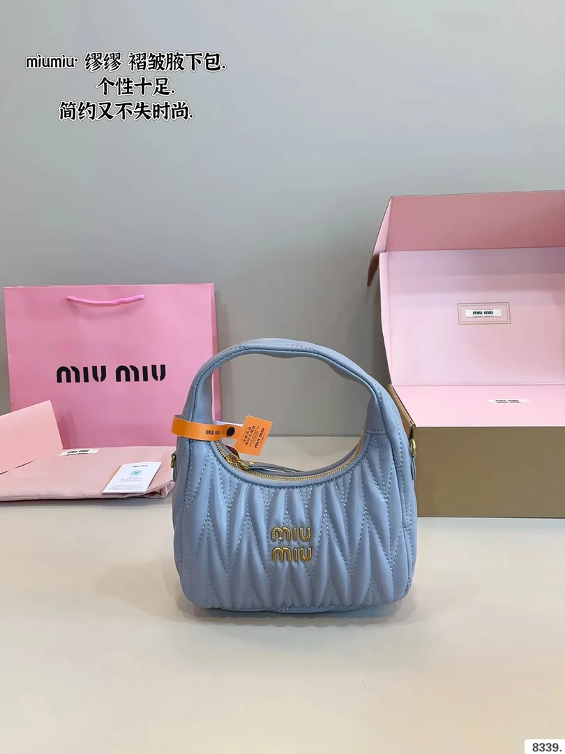 Miu Miu Ruched Leather Underarm Bag