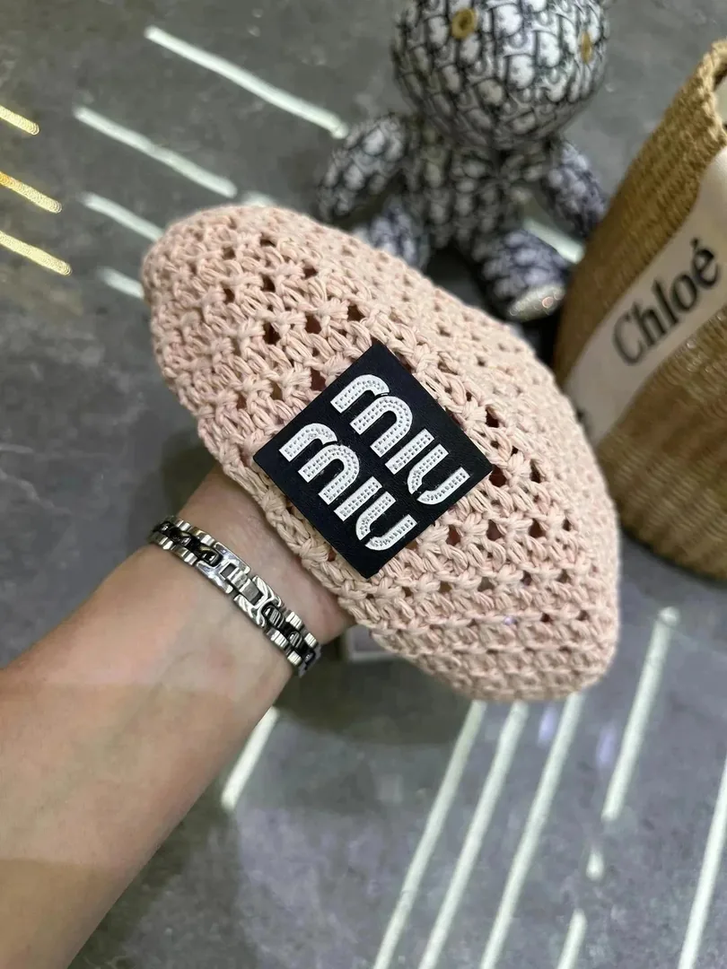 Miu Miu Logo Denim Newsboy Cap Collection — QC