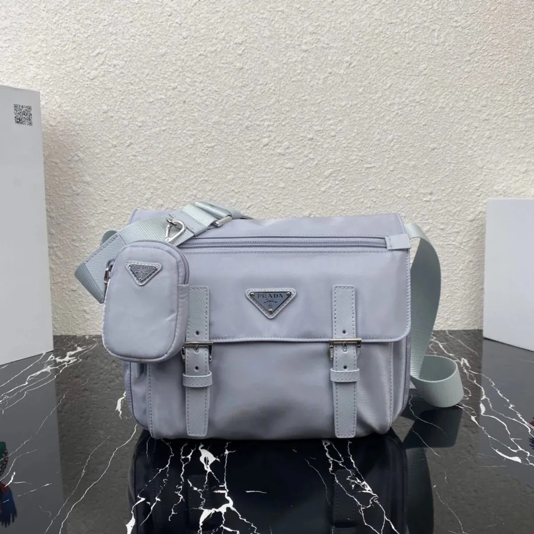 Prada Triangle Logo Hobo Messenger Bag — photo 11
