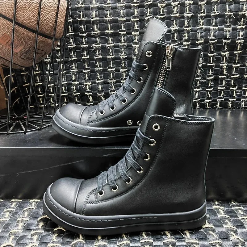 Rick Owens DRKSHDW Ramones High Black White Sneakers — QC