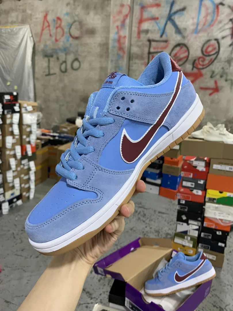 Nike Dunk Low Blue Platform Leather Dad Shoes — QC