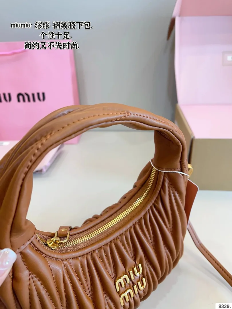 Miu Miu Ruched Leather Underarm Bag — QC