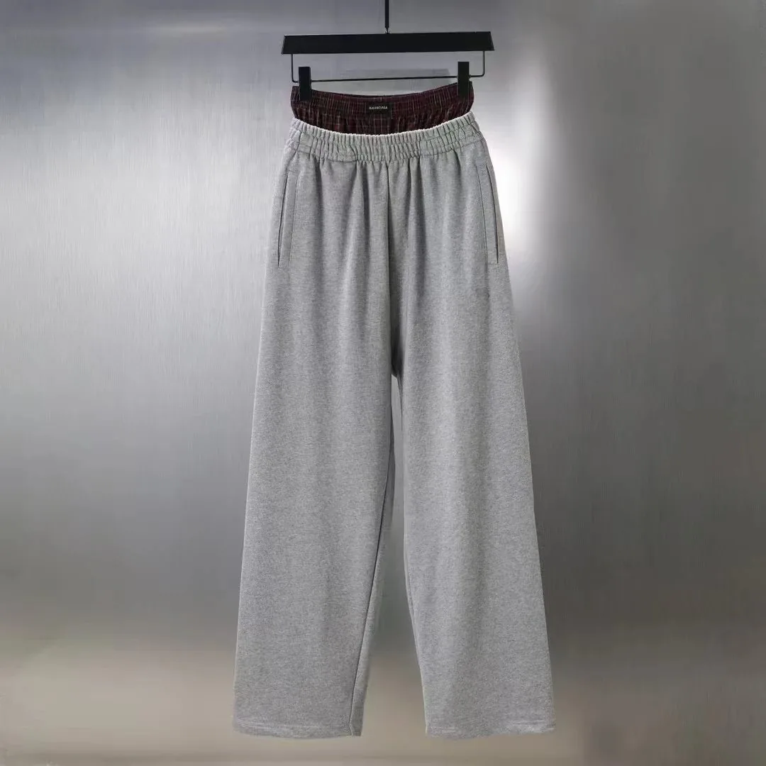 Plaid Layered Embroidered Sweatpants