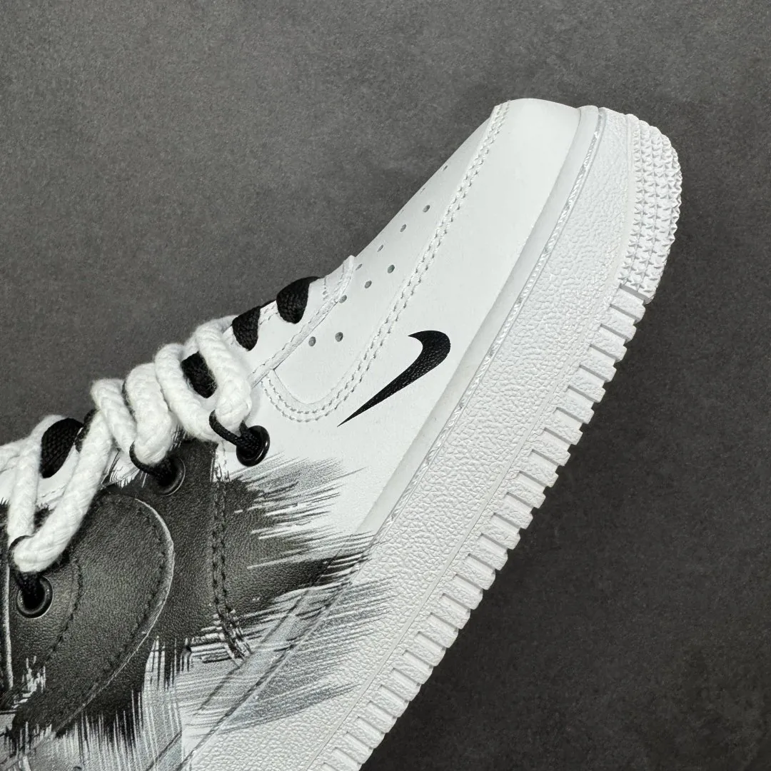 Nike Air Force 1 White Black Smile Print Sneakers — QC
