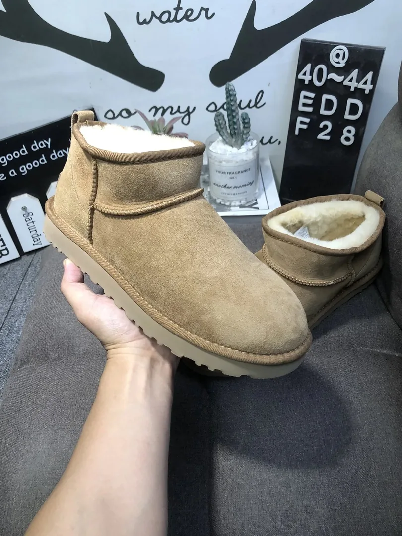 UGG Classic Ultra Mini Yellow Black Shearling Snow Boots — Photo 5