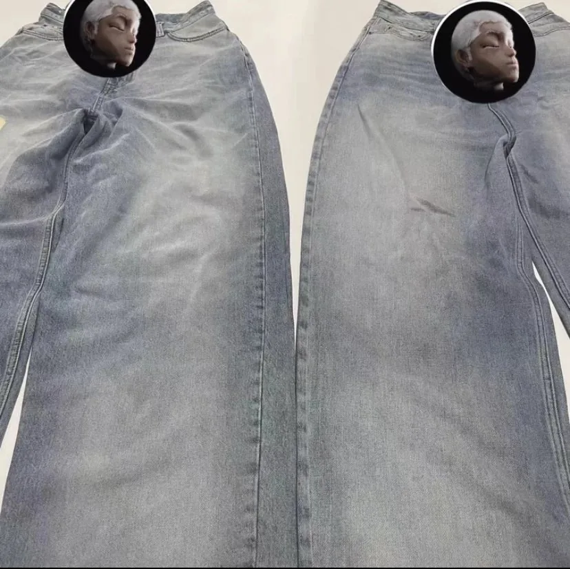 Washed Blue Straight-Leg Denim Jeans — photo 3