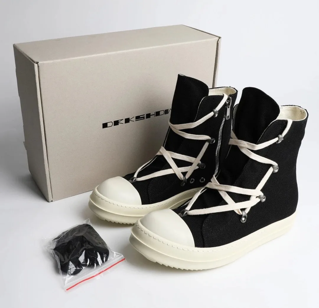 Rick Owens DRKSHDW Ramones High Black White Sneakers