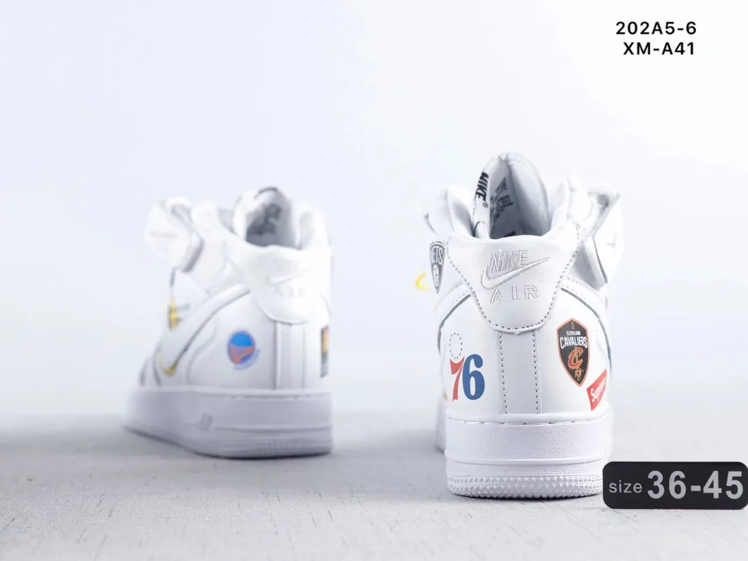 Nike Air Force 1 Mid White Navy Supreme Sneakers — QC