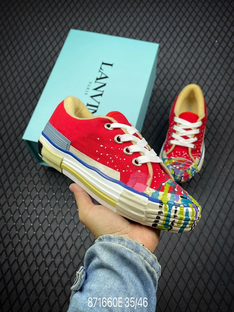 Lanvin Blue Suede Canvas Shoes
