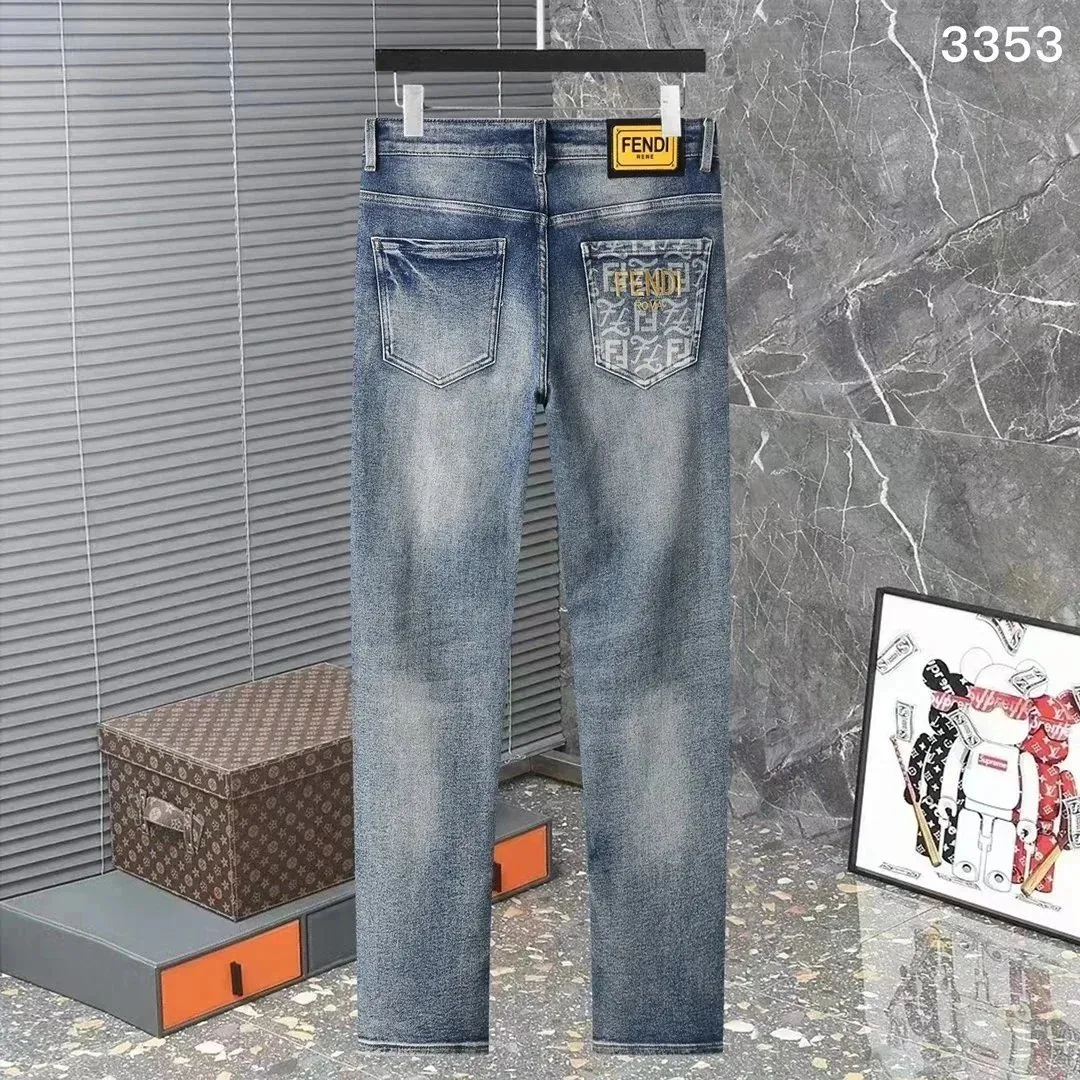 Fendi FF Monogram Denim Pants — Photo 4