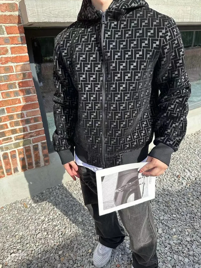 Fendi Flocked Monogram Hooded Jacket — Photo 13