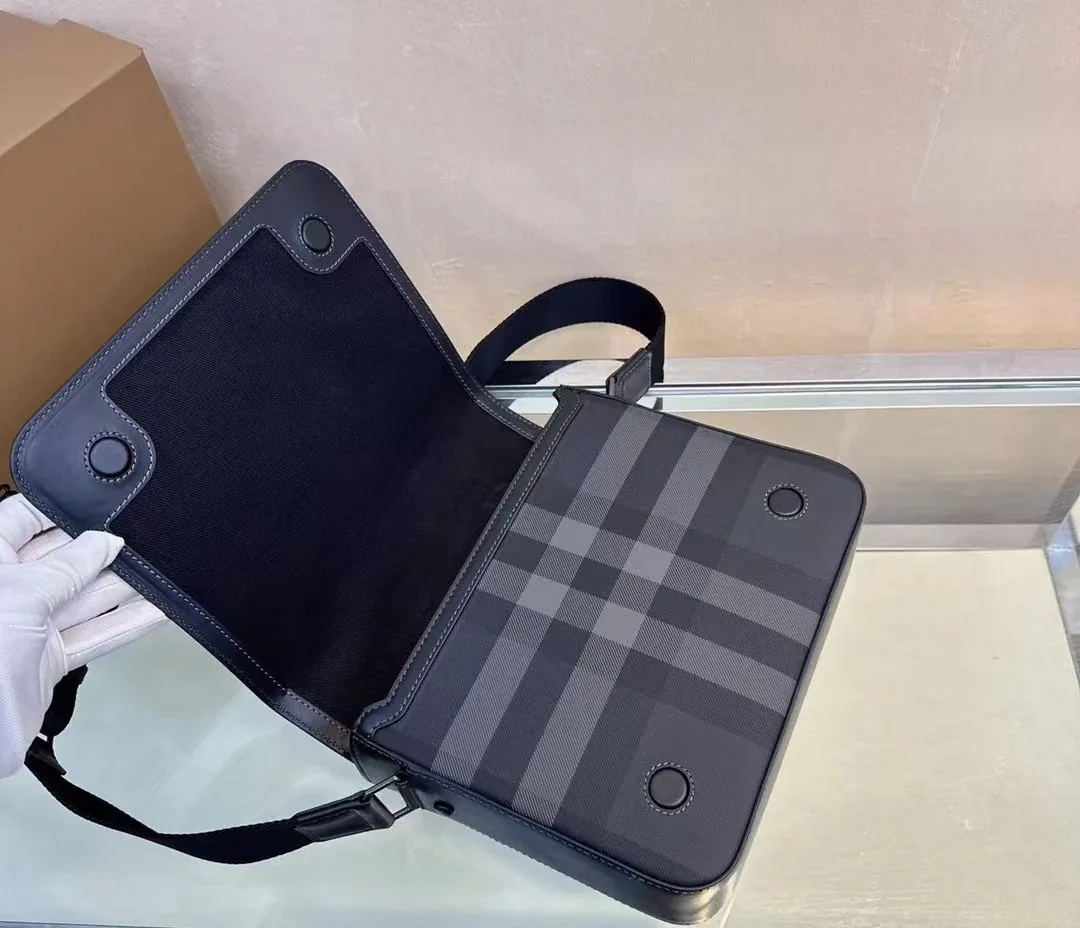 Burberry Check Leather Messenger Bag — photo 9
