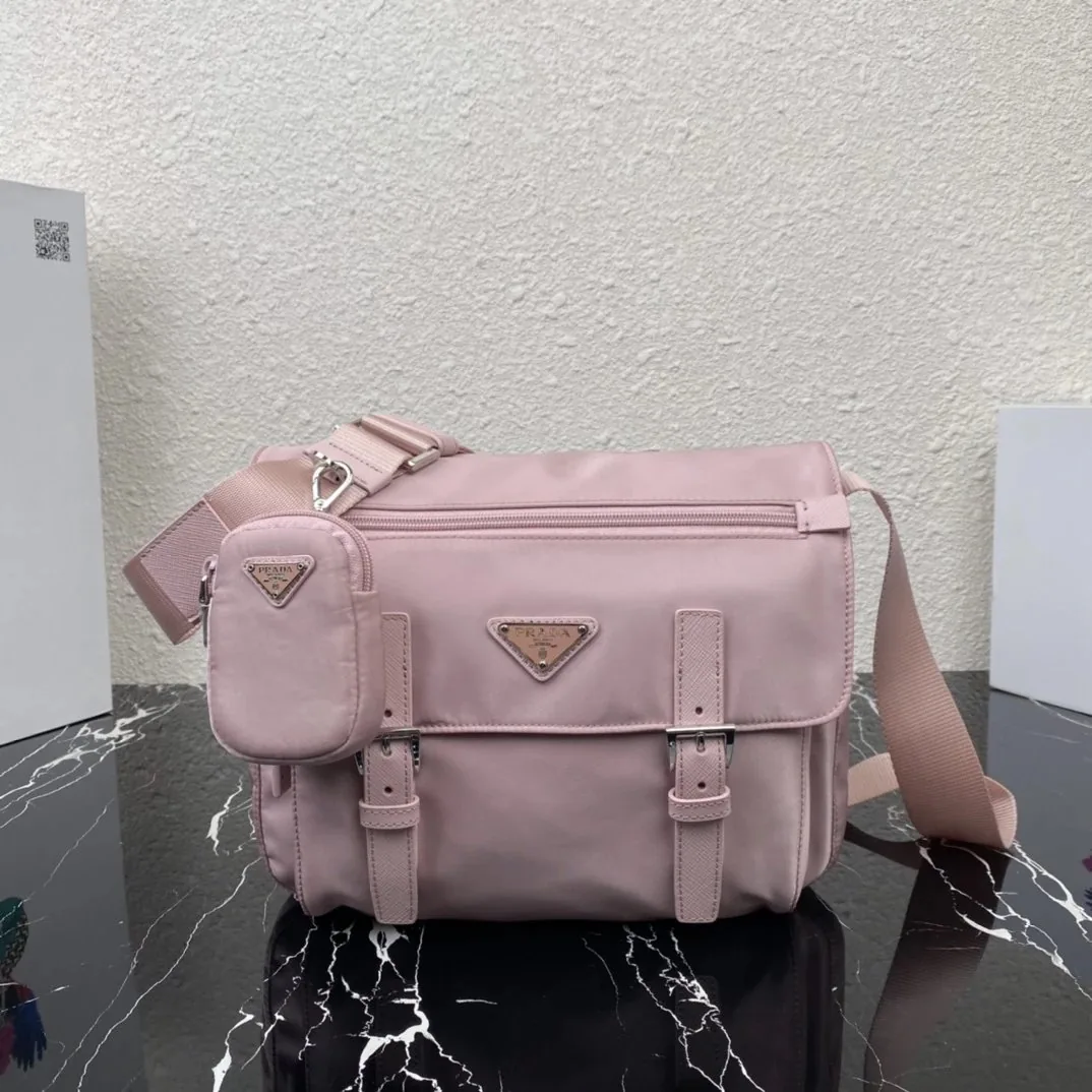 Prada Triangle Logo Hobo Messenger Bag — Photo 14
