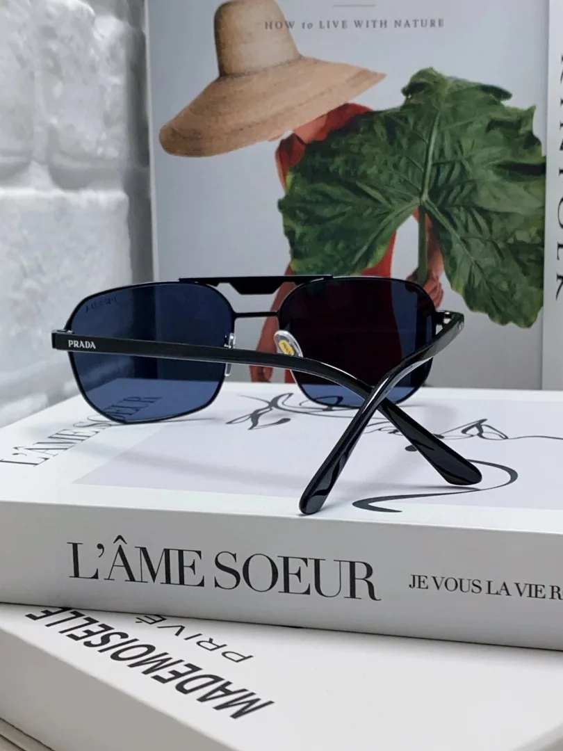 Prada Logo Square Aviator Sunglasses Blue — photo 3