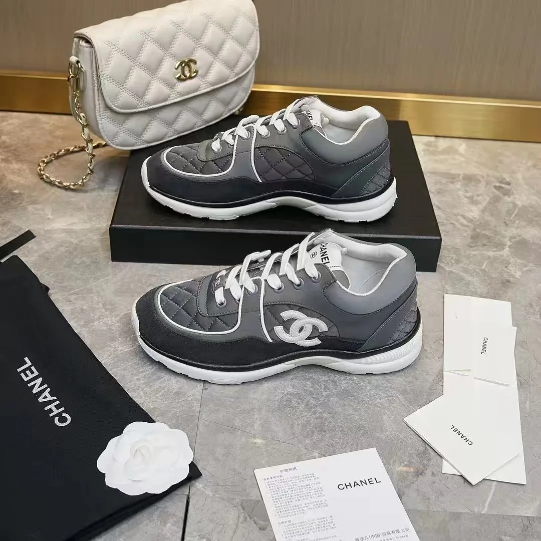 Chanel Navy Solid Low-Top Trainers — QC
