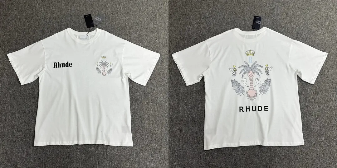 Rhude Letter Logo Print Cotton T-Shirt — Photo 7