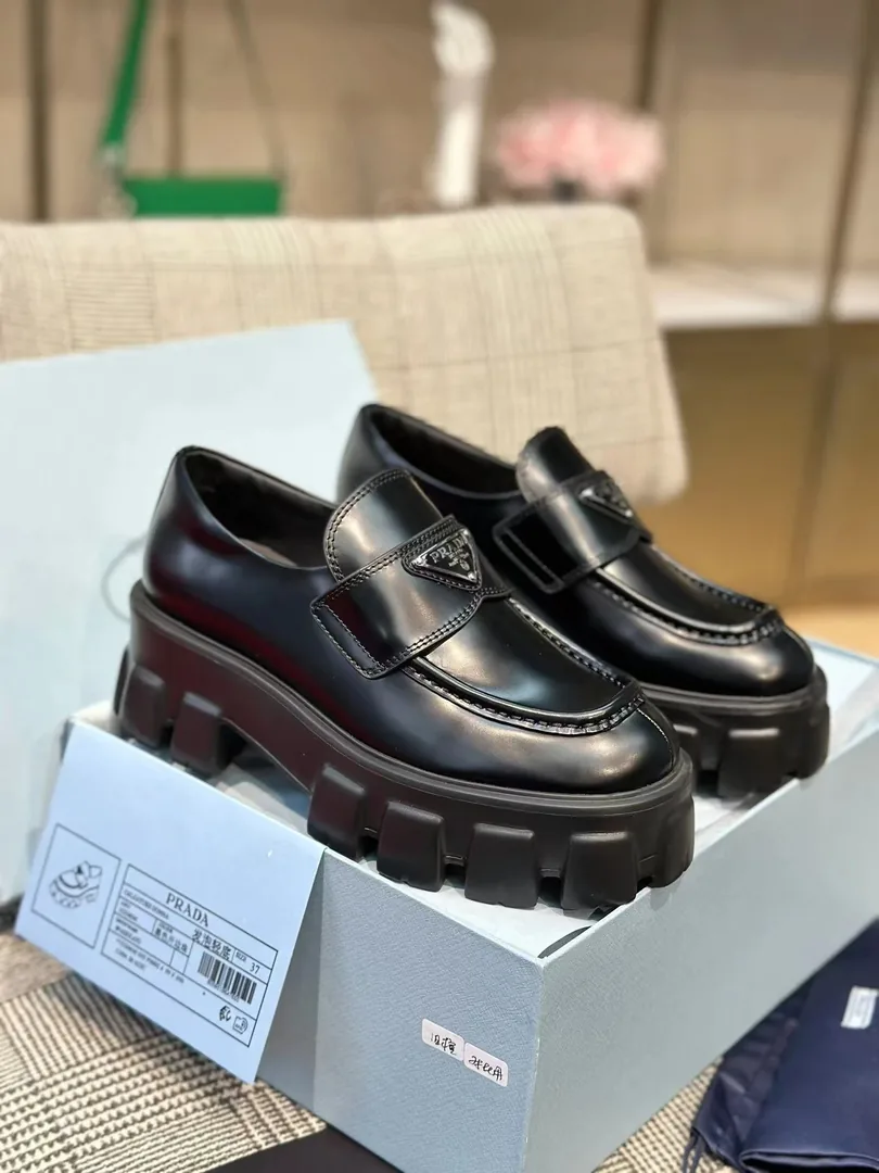 Prada Monolith Brushed Leather Loafers — QC