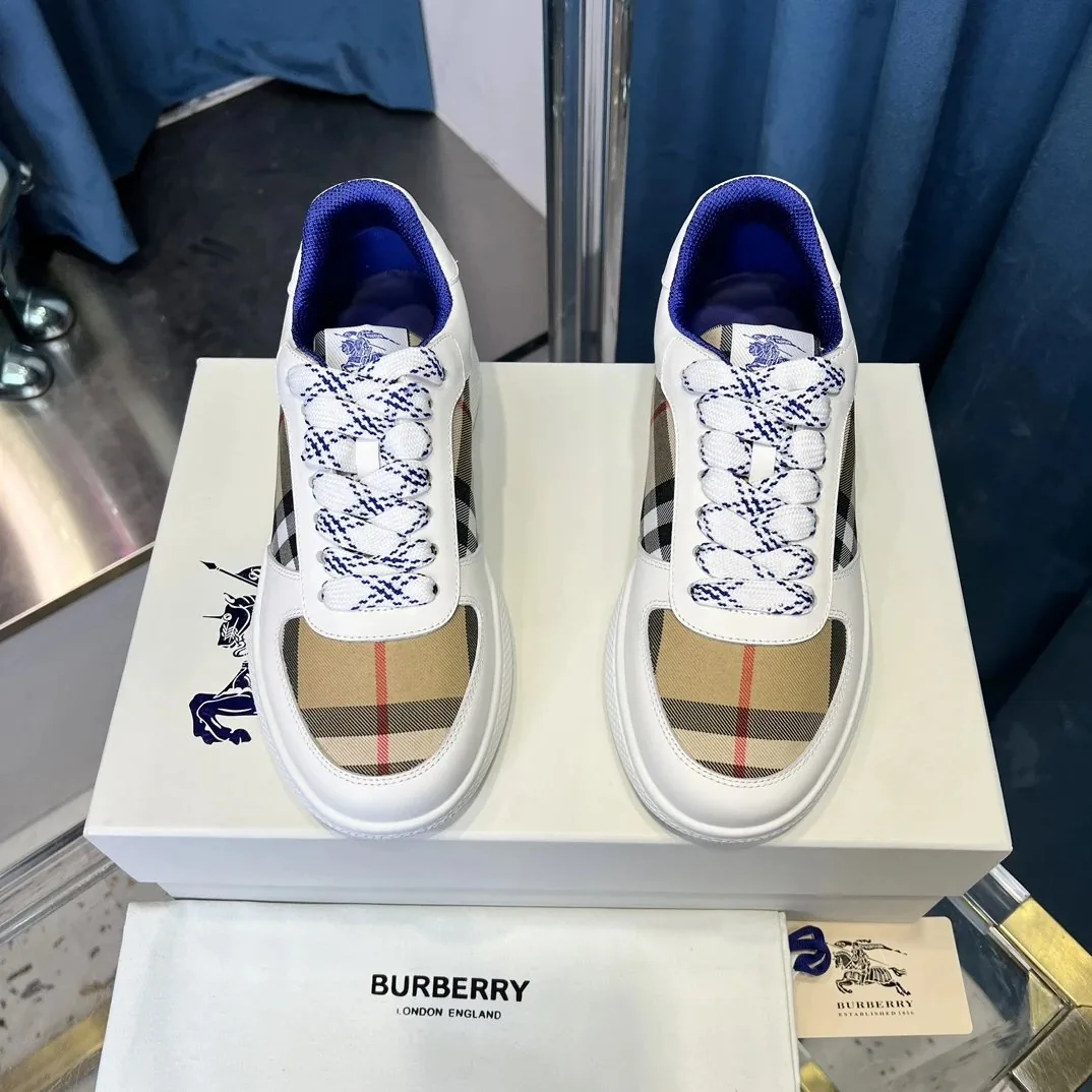 Burberry Vintage Check Sneaker White Leather Sneakers — QC