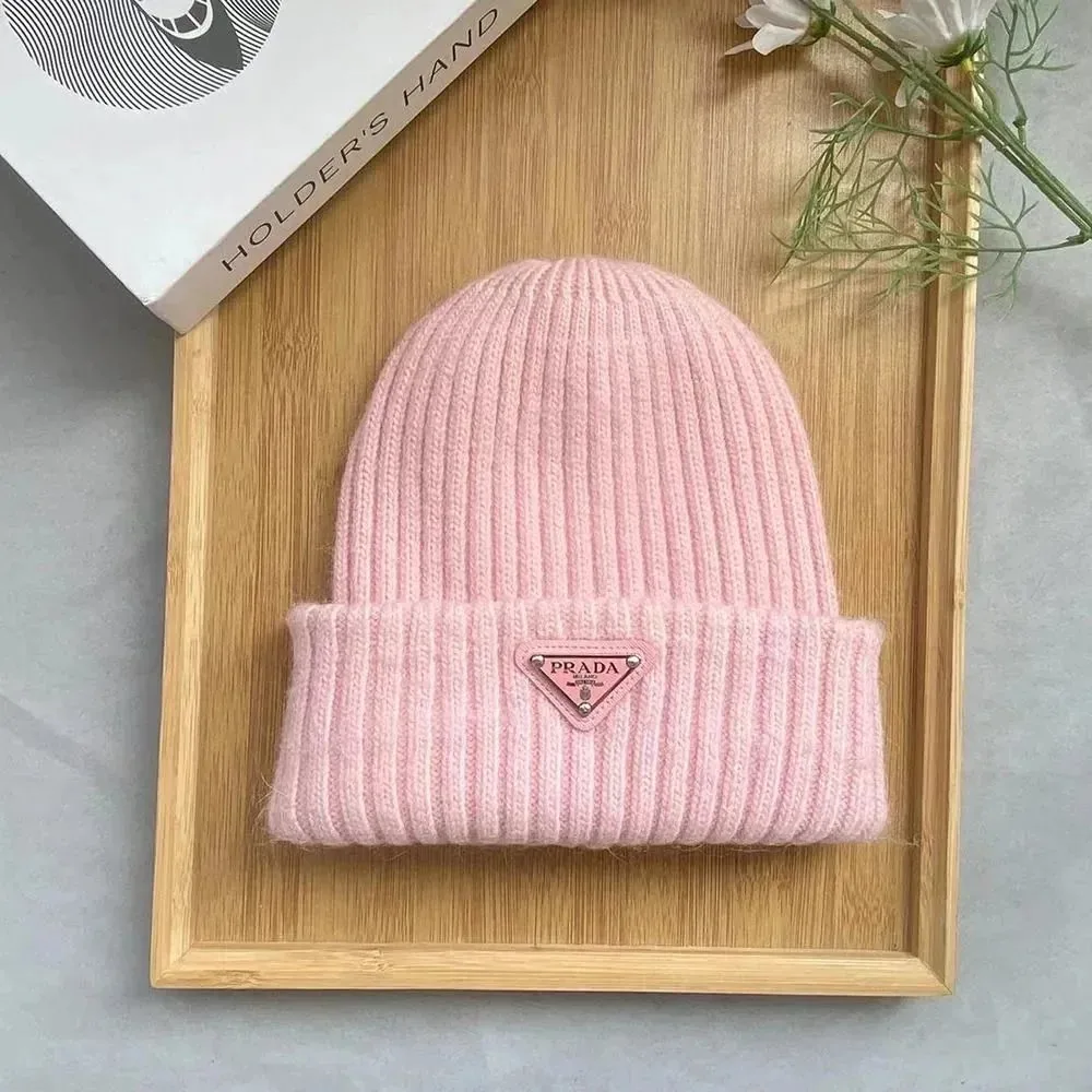 Prada Triangle Logo Knit Beanie — QC