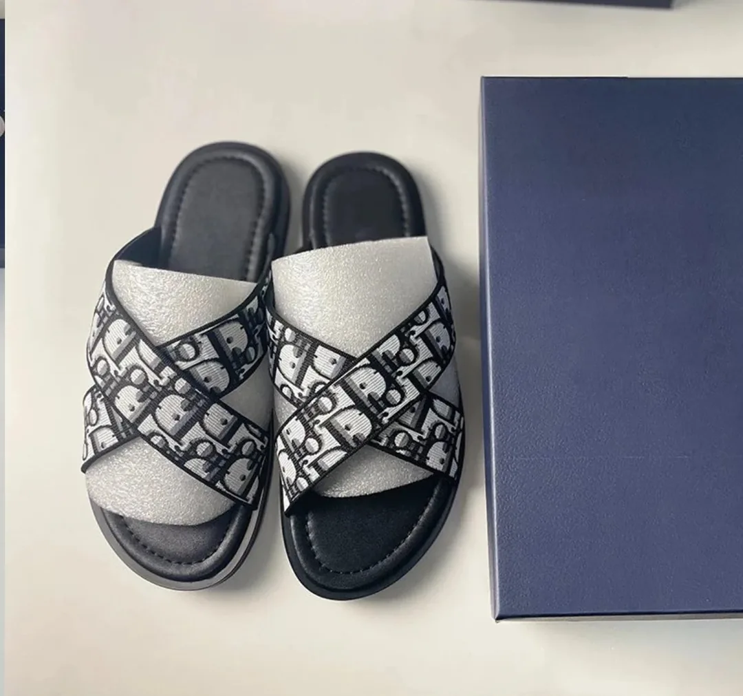 Dior Embroidered Cross-Strap Slides — photo 4