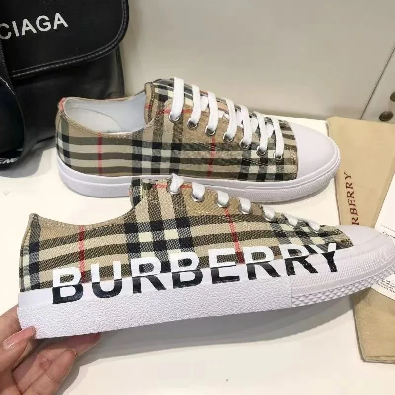 Burberry Blue Monogram Check Cotton Sneakers — Photo 12