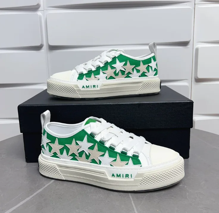 Amiri Stars Court Low White Beige Star Patch Sneakers — Photo 13