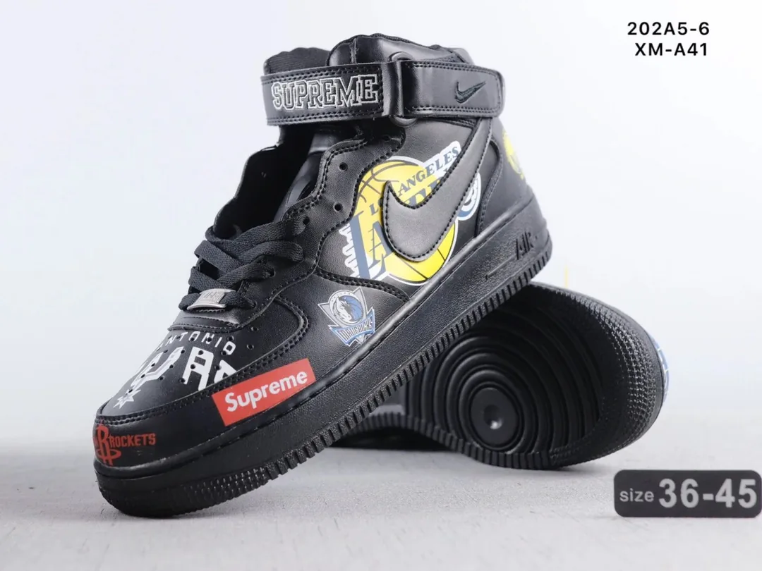 Nike Air Force 1 Mid White Navy Supreme Sneakers — QC