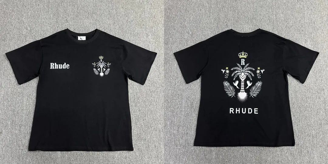 Rhude Letter Logo Print Cotton T-Shirt — Photo 6