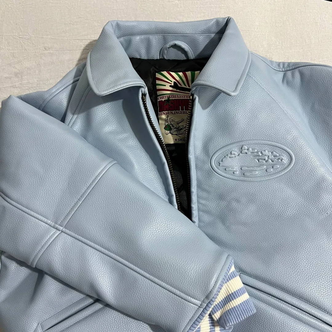 Corteiz Blue Leather Jacket — Photo 2