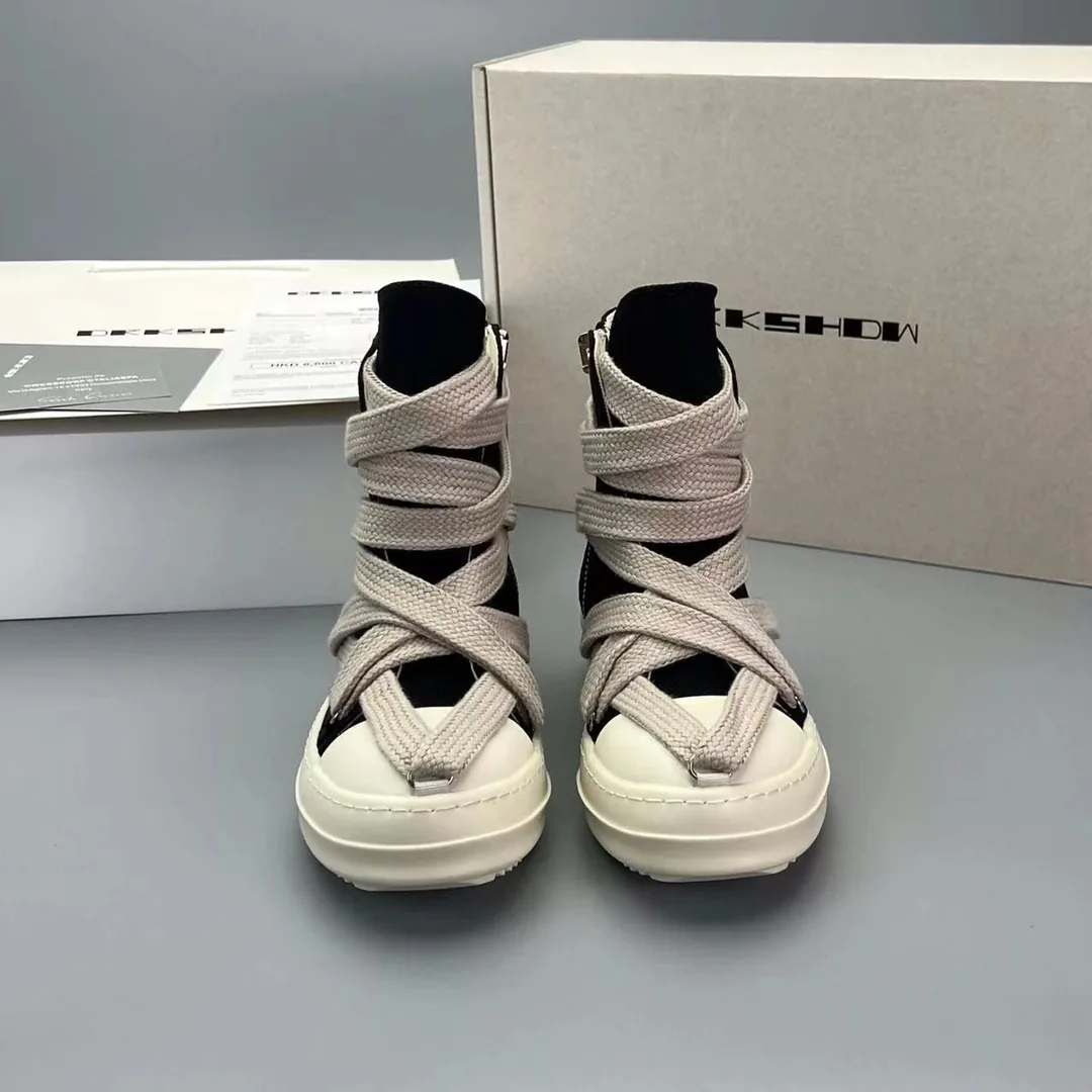 Rick Owens Ramones Black White Street Plain Sneakers — Photo 14