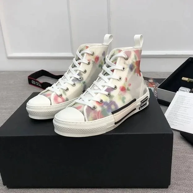 Dior B23 White Black B-23 Floral Sneakers — Photo 3