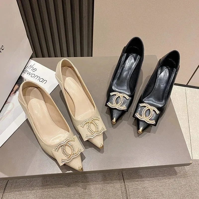 Chanel Black Rhinestone Buckle Heels — photo 4