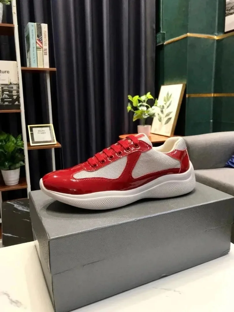 Prada America's Cup Blue Leather Low-Top Sneakers — Photo 9