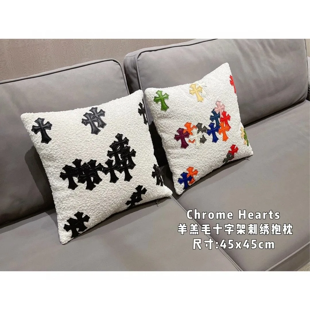 Shearling Cross Embroidered Cushion