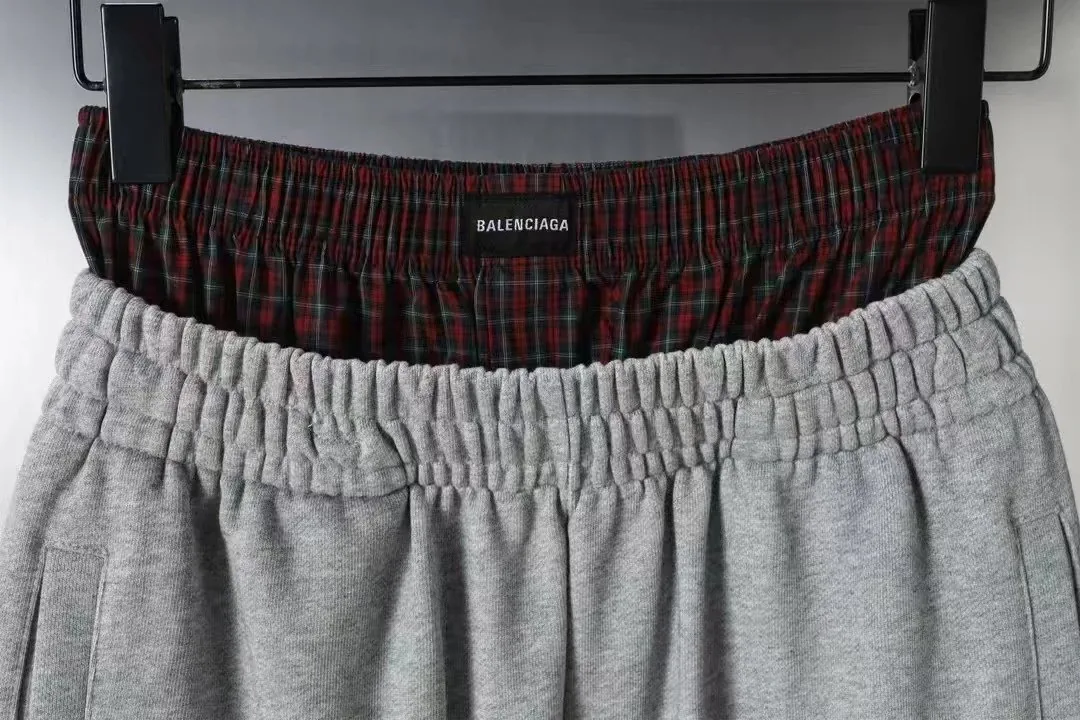 Plaid Layered Embroidered Sweatpants — Photo 9