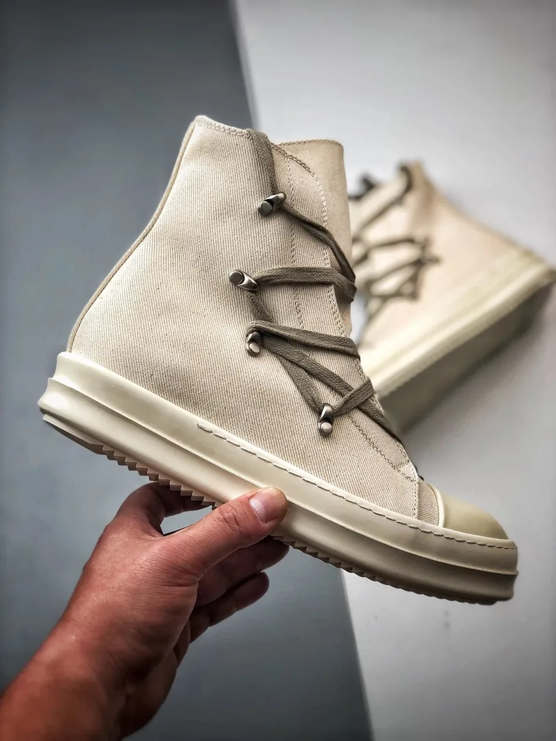 Rick Owens DRKSHDW Ramones High Black White Sneakers — QC