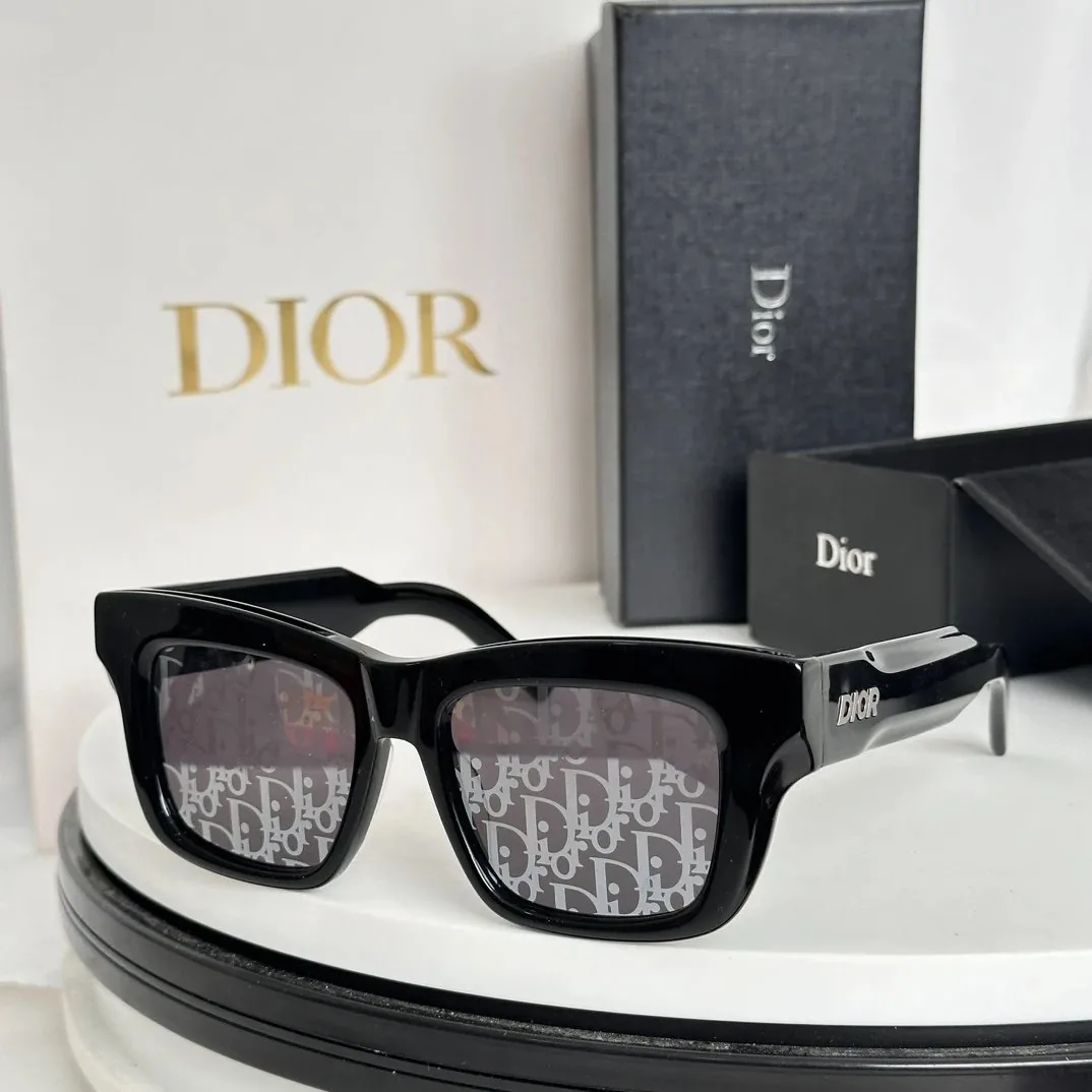 Dior Logo Square Sunglasses Black — QC