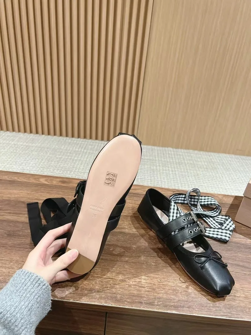 Miu Miu Beige Leather Buckle Ballet Flats — photo 2