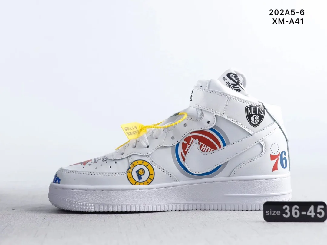 Nike Air Force 1 Mid White Navy Supreme Sneakers — QC