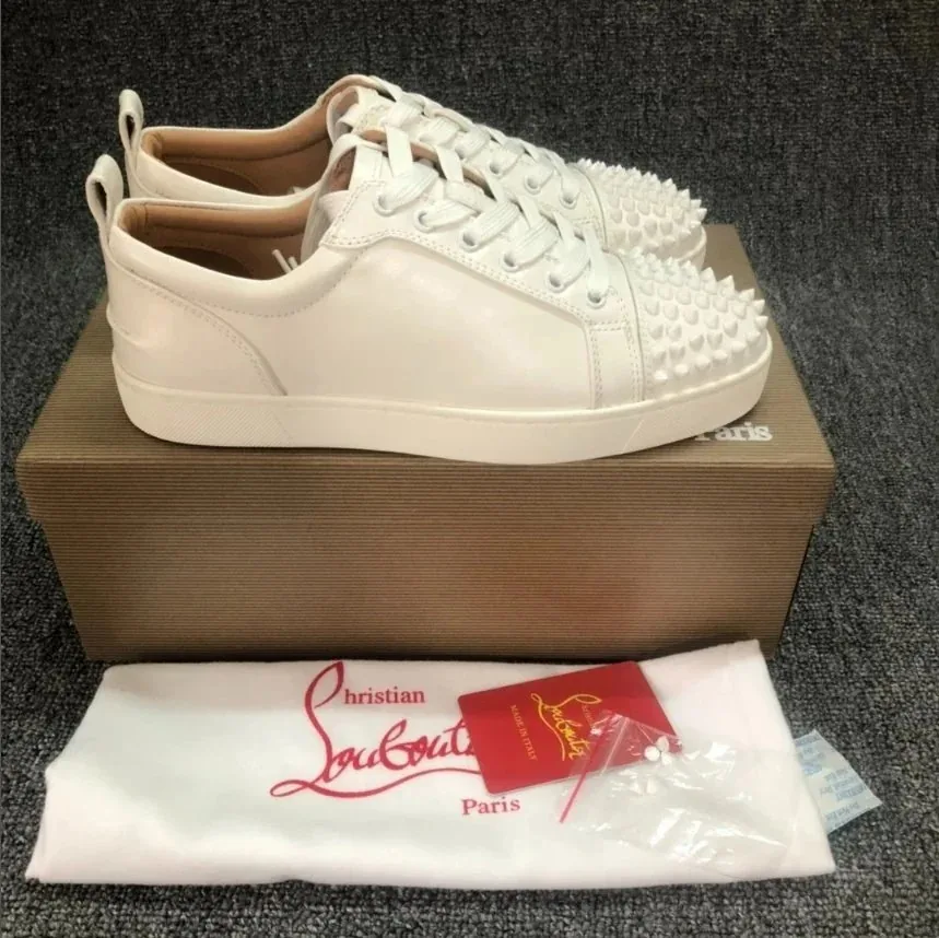 Christian Louboutin Louis Junior Spikes Studded Red Sneakers — Photo 14