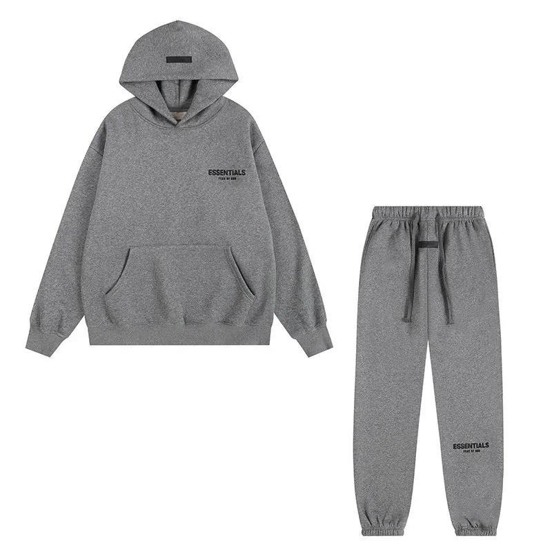 Essentials Flocked Letter Fleece Hoodie Set — Photo 5