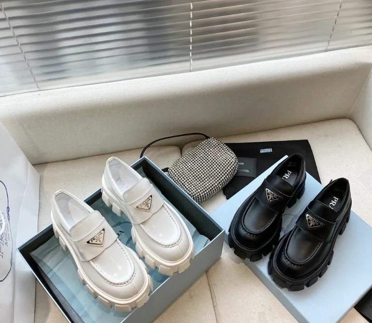 Prada Monolith Brushed Leather Loafers