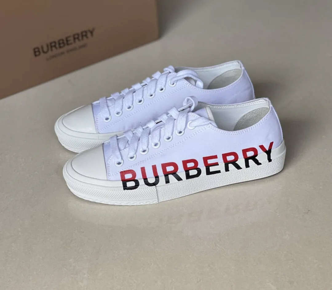 Burberry Blue Monogram Check Cotton Sneakers — Photo 2