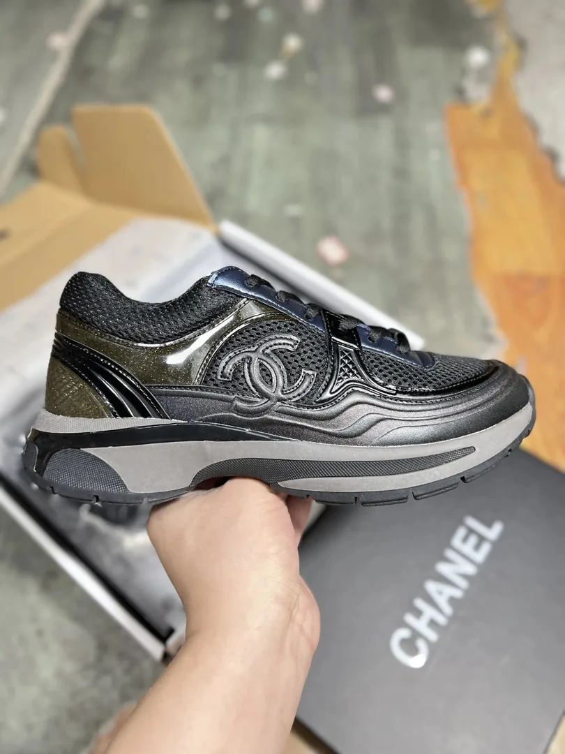 Chanel Black Kids Low-Top Sneakers — QC