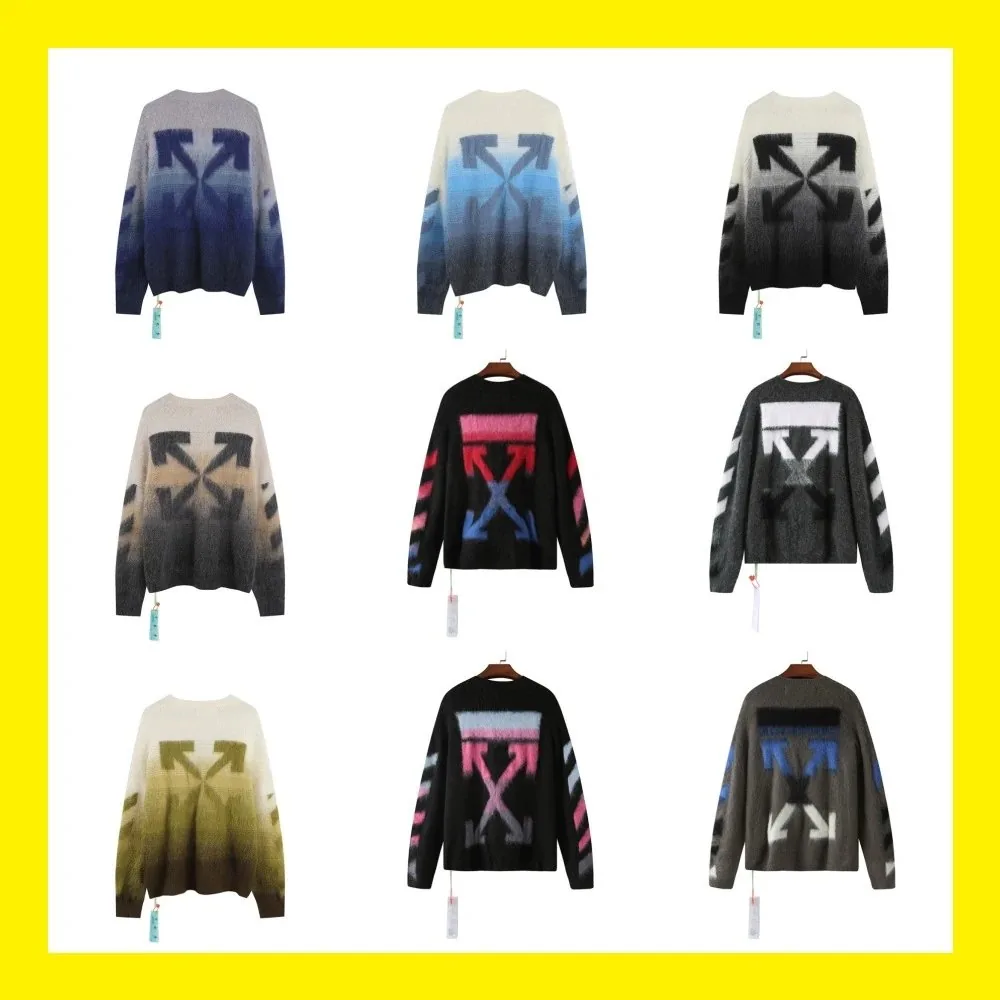 Gradient Arrow Mohair Knit Sweater