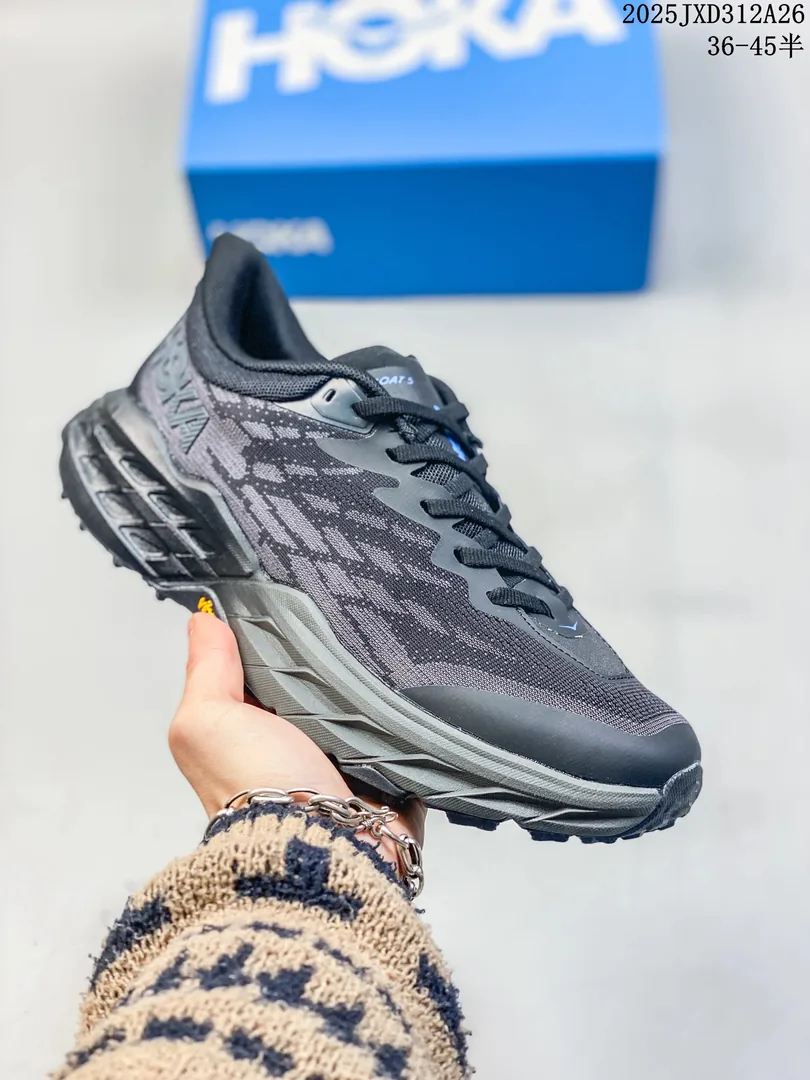 Hoka Speedgoat 5 Black Mesh GOAT Sneakers — QC